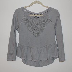 Lace Long Sleeve Top with Peplum Bottom